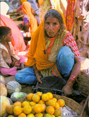 Sidewalk fruit vendor